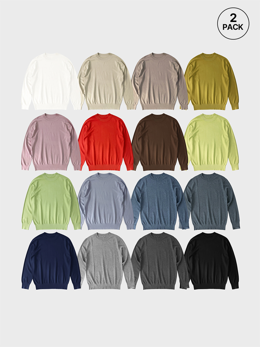 [2pack/캐시라이크/유루이추천] Rop cash like round knit (16color)