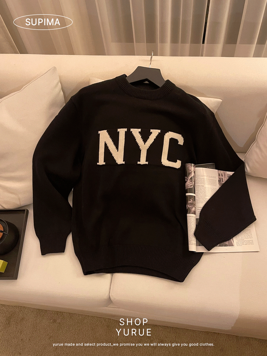 [SUPIMA] NYC lettering knit (3color)